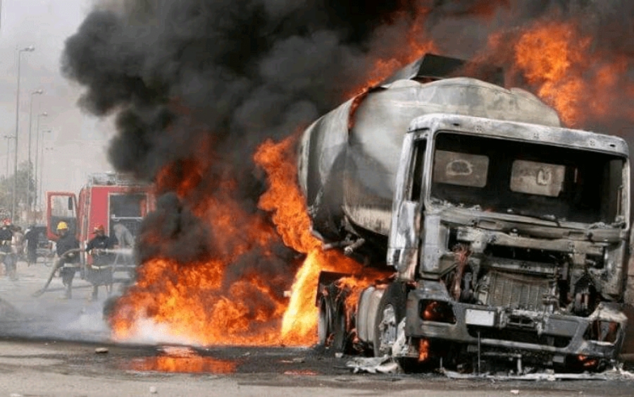 Bandits set petrol tanker on fire attack other vehicles in