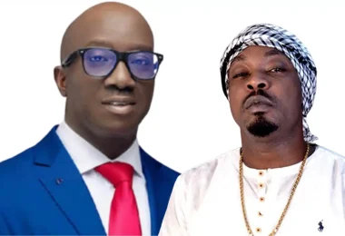 Governor of Edo State Monday Okpebholo and Popular rapper Eedris Abdulkareem.webp