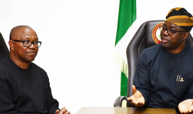 L R former presidential candidate Peter Obi and Governor of Oyo State Seyi Makinde