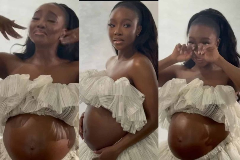 Moment Ini Dima Okojie breaks down at her maternity shoot Kemi Filani blog