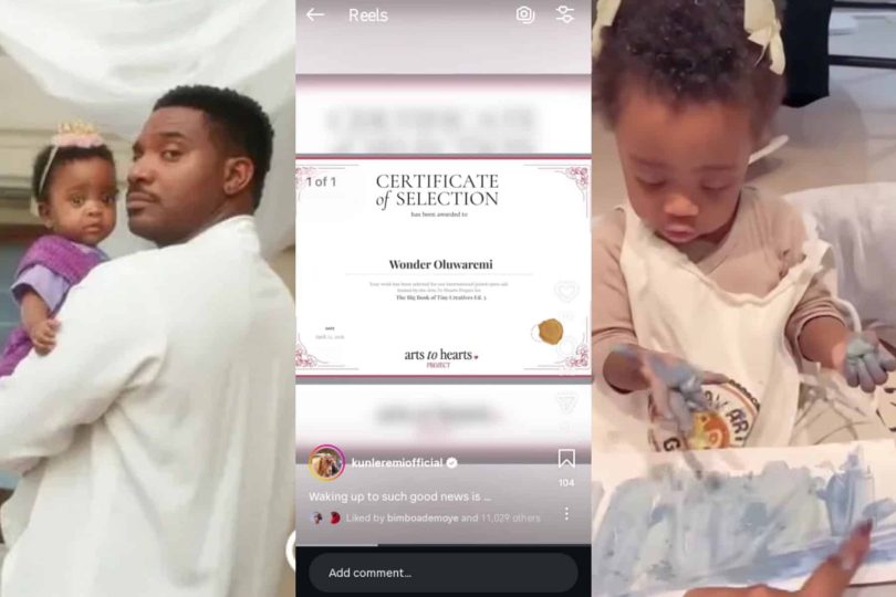 Woke up to such good news Kunle Remi beams with joy as daughter wonder gets selected for a global cr