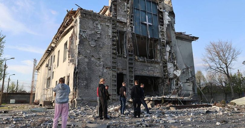 russian attacks kill at least two as ukraine strikes drone factory