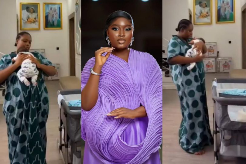 Adorable video of Mo Bimpe and her triplets