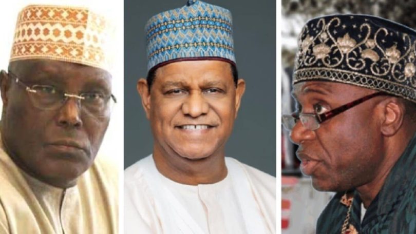 L R ADC Chieftains Atiku Abubakar Mohammed Hayatu Deen and Rotimi Amaechi