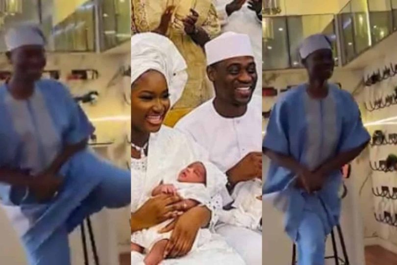 Lateef Adedimeji radiates with joy after triplets naming