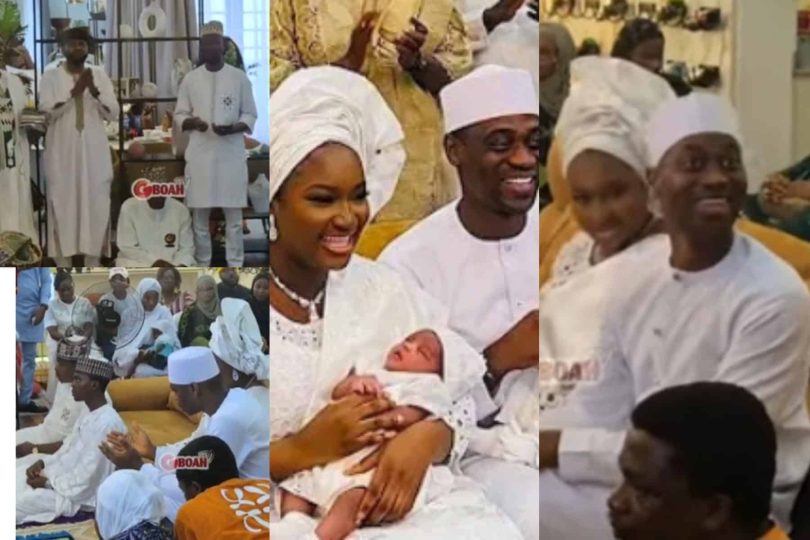 Lateef Adedimeji reveal triplets name at naming ceremony