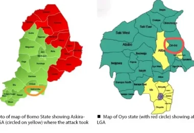 Oyo and Borno Map