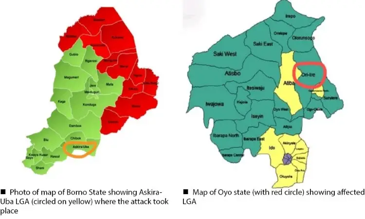 Oyo and Borno Map