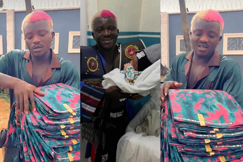 Portable gives out free Ankara for sons naming ceremony