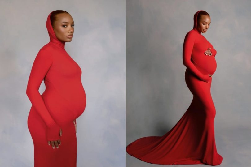 Temi Otedola dazzles in red for maternity photos
