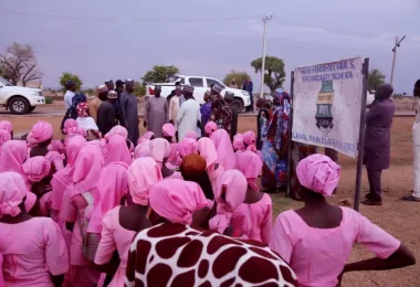 The state government delegation during a visit to the Mussa Community. Credit. Borno govt
