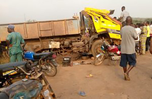 Truck involved in an accident