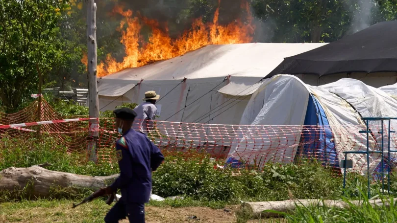 ebola treatment center fire congo