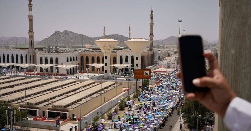 muslim pilgrims converge on mount arafat as hajj reaches its peak