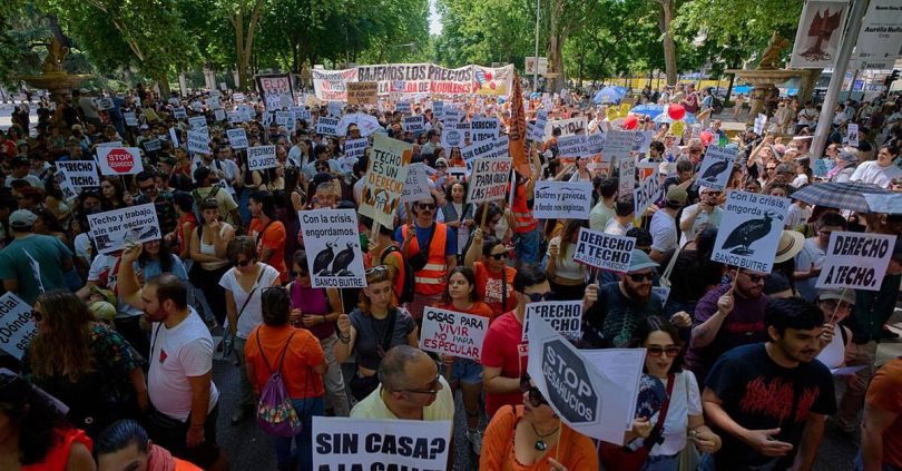 thousands rally in spain s capital against soaring housing costs