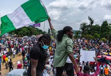 A file photograph of protesters