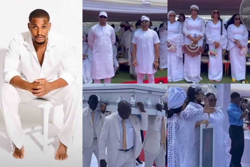 Alex Ekubo family and friends at his funeral