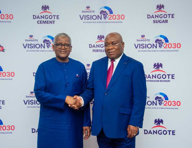 Aliko Dangote and Maixent Raoul Ominga