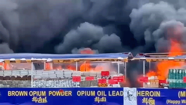 Burma drugs burning