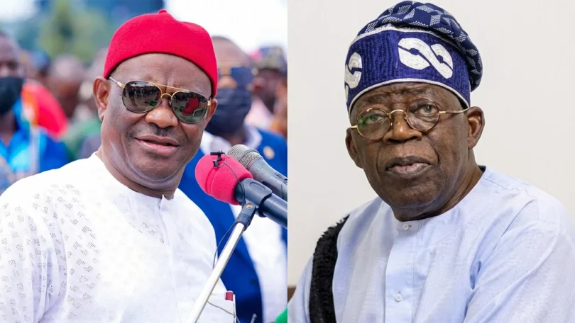 Composite image of Nyesom Wike left and President Bola Tinubu right