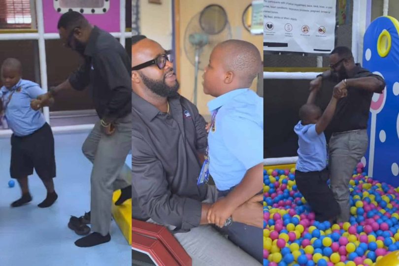 Femi Adebayo bonds with special needs son with ex wife