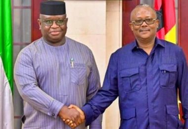 Julius Maada Bio Sierra Leones President current Chair ECOWAS Authority with Ex Guinea Bissau presid