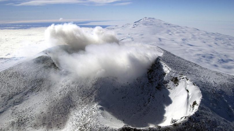 Mount Erebus craters Ross Island Antarctica aerial view 18 December 2000