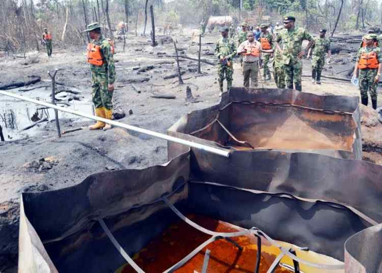 Navy Destroys Illegal Crude Refining Site In River 2