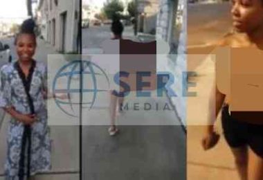 Petite African Lady Walk Naked On The Street In Day Light 1