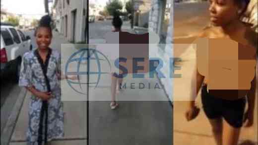 Petite African Lady Walk Naked On The Street In Day Light 1