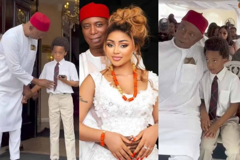Regina Daniels son countenance at his award ceremony