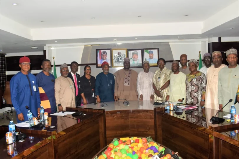 The Minister of State for Agriculture and Food Security Sen.Dr Aliyu Sabi Abdullahi C Directors in t