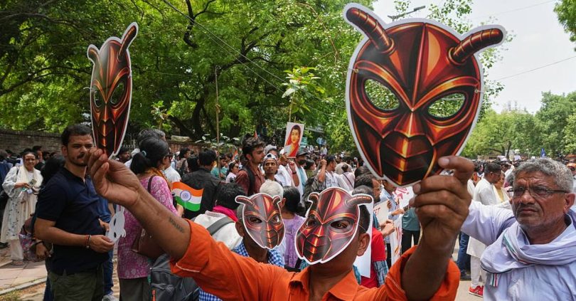 mock political party for india s young cockroaches holds first street protest
