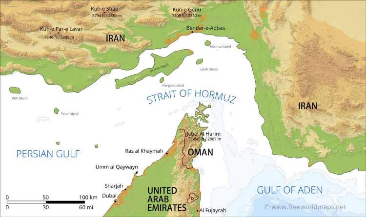 strait of hormuz strait map