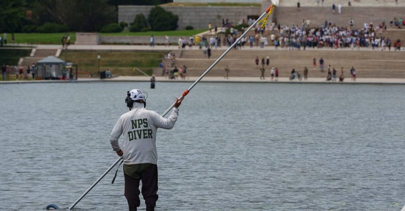 trump blames vandals for damage at reflecting pool