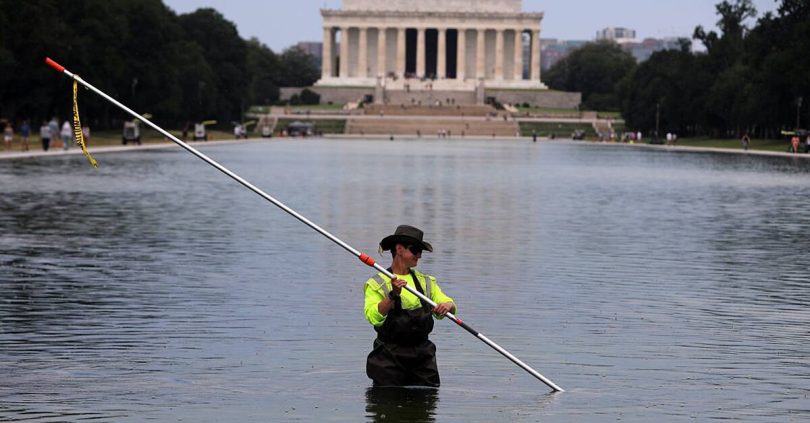 trump tries to blame washington reflecting pool woes on vandalism