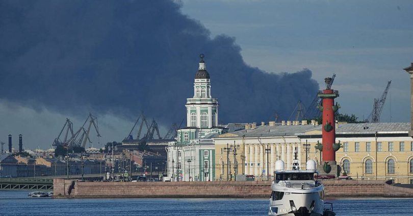 ukrainian drones set fire to st petersburg oil terminal ahead of putin visit