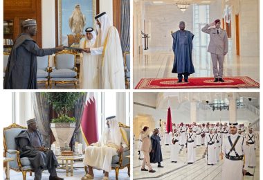 Amb. Yakubu in audience with Qatars Amir Tamim bin Al Thani Hamad after presenting his Letter of Cre