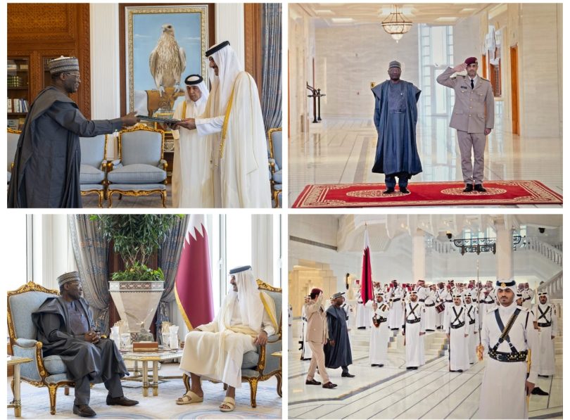 Amb. Yakubu in audience with Qatars Amir Tamim bin Al Thani Hamad after presenting his Letter of Cre