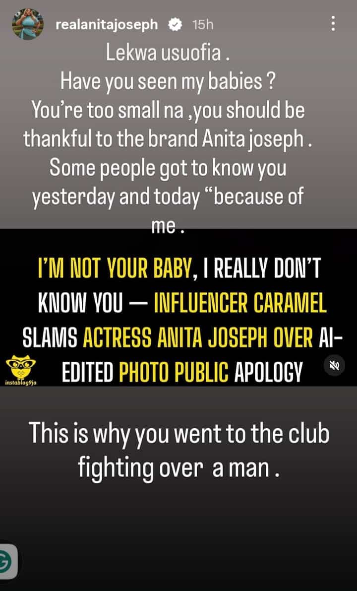 Anita Joseph shades Caramel for fighting over a man