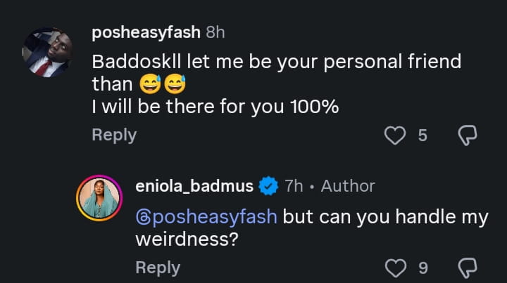 Eniola Ajao responds to fan