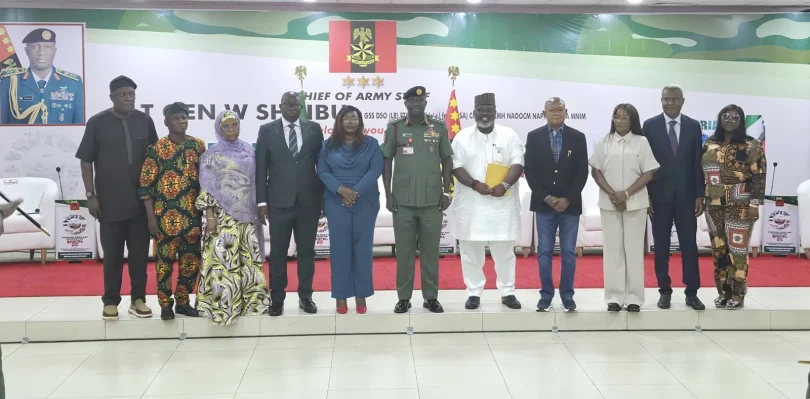 Chief of Army Staff Lt. Gen. Waidi Shaibu and media executives during an interactive session on Satu