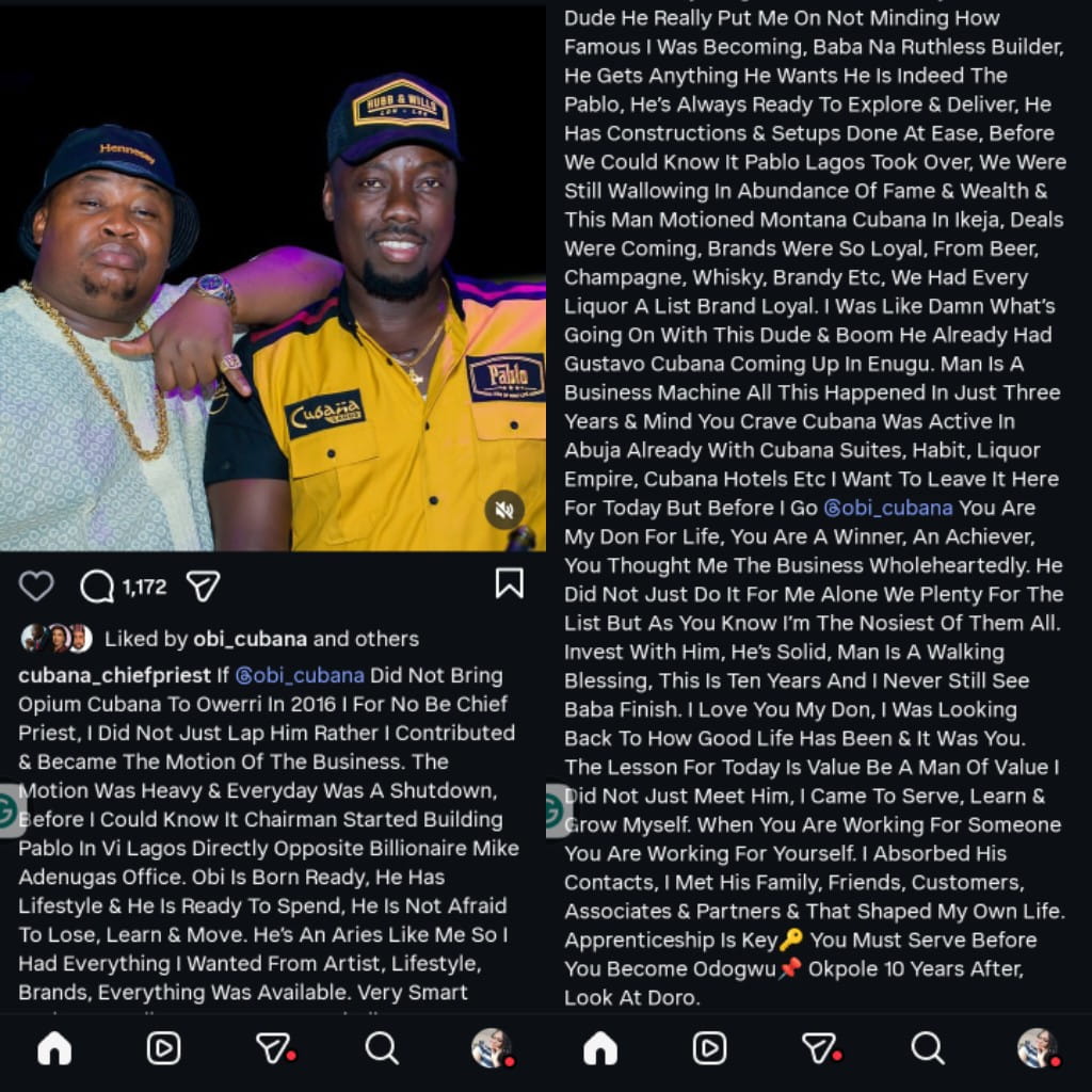 Cubana Chief Priest praises Obi Cubana