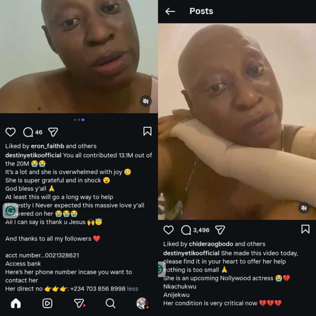 Destiny Etiko raise N13.1 million for cancer colleague