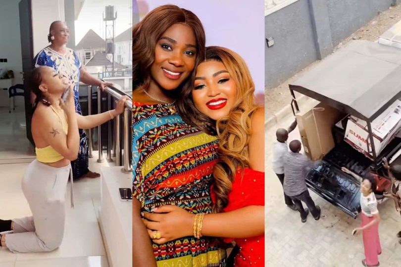 Mercy Aigbe surprises Regina Daniels with new TV