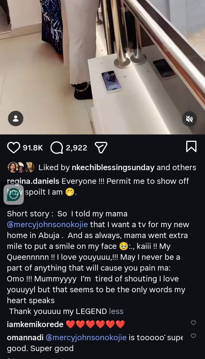 Mercy Johnson surprises Regina Daniels with TV