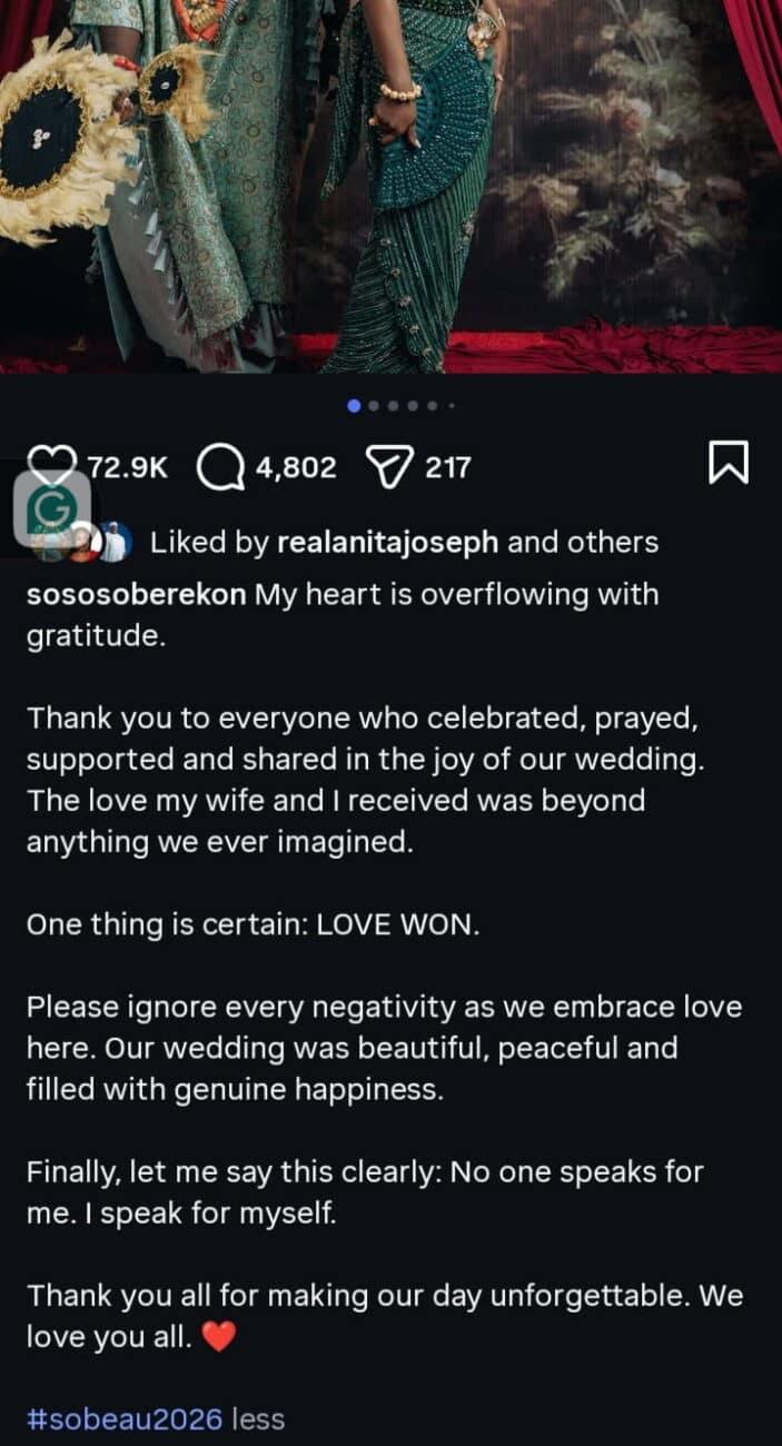 No one speaks for me Soso Soberekon