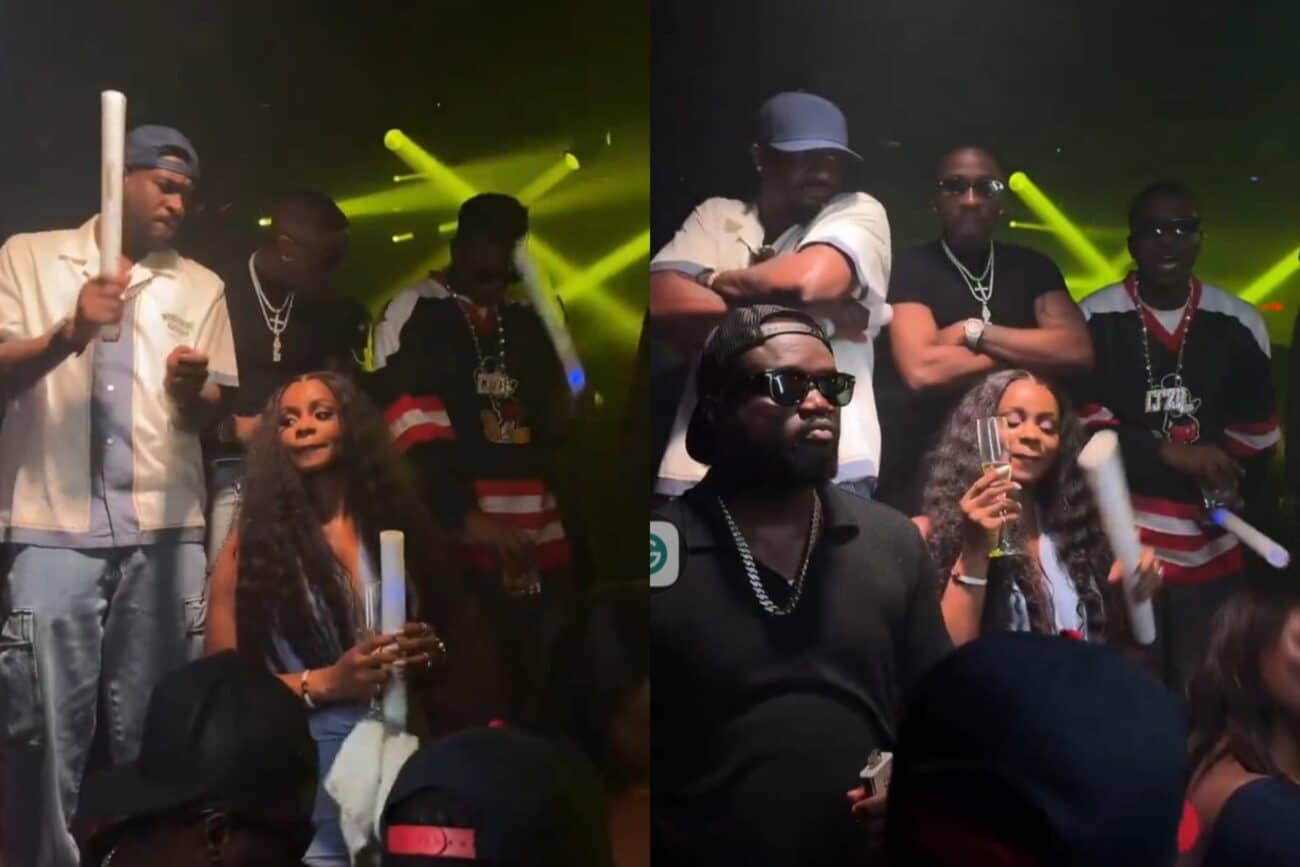Priscilla Ojo Juma Jux and Peter Okoye at club