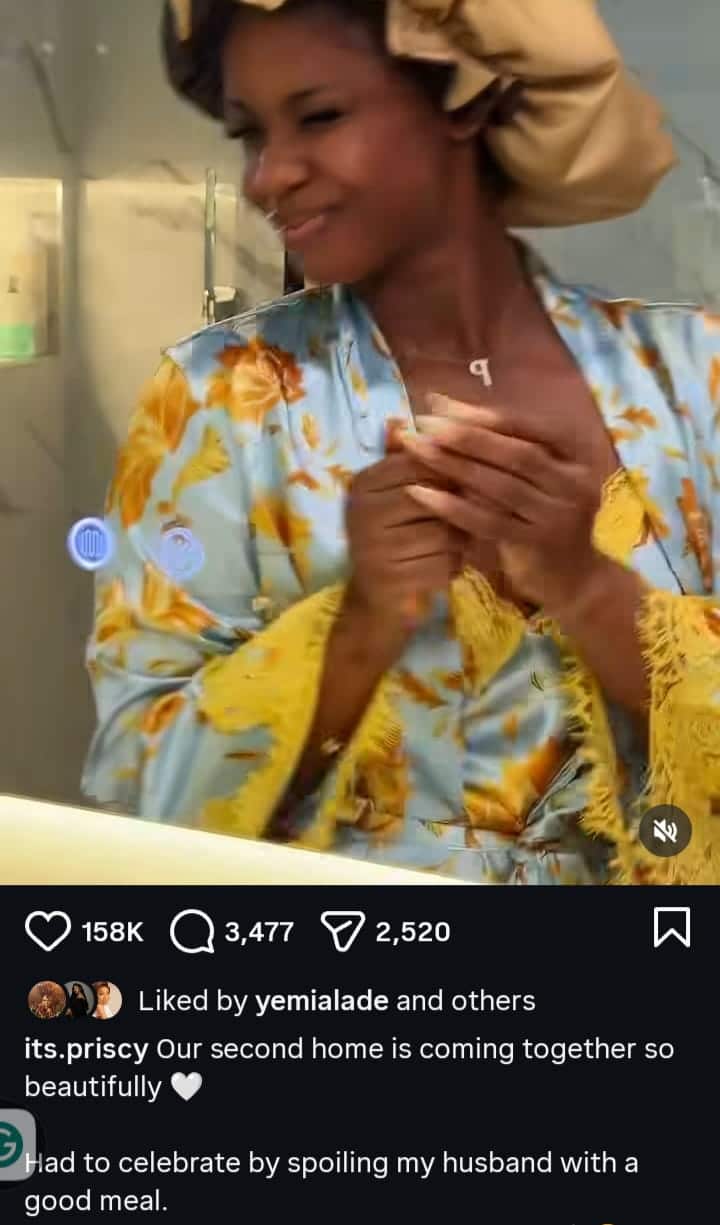 Priscilla Ojo cooks food for husband