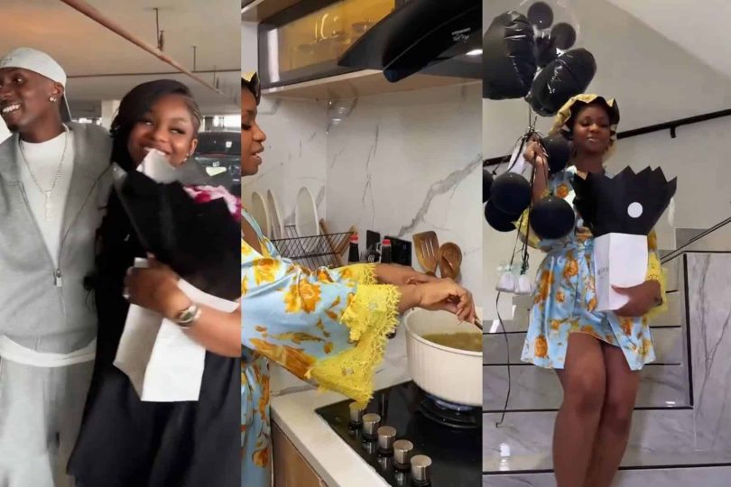 Priscilla Ojo spoils husband with food as he return home